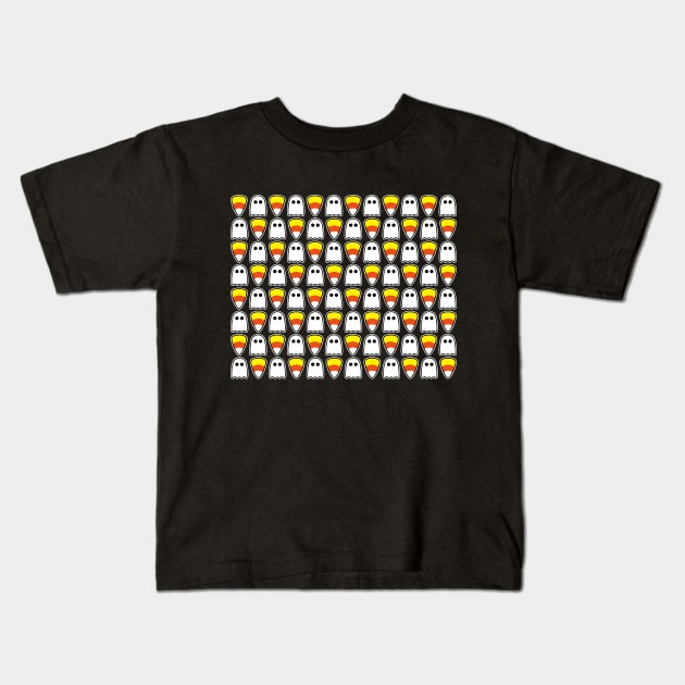 Halloween Ghosts And Candy Corn Kids T-Shirt by LunaMay